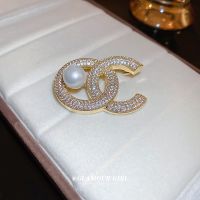 TIOWIOS 2022 Gold Plated Pearl Zircon Letter Brooch Luxury High-grade Clothing Accessories Sweater Pins Brooch Gift For Women