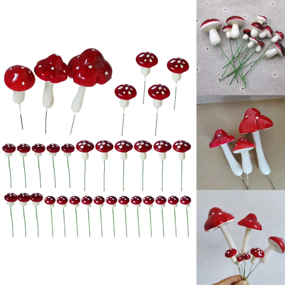 33 pcs Artificial Mushroom Fake Mushroom Miniature Mushroom Foam