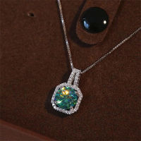 Blue Green Moissanite Pendant Necklace 925 Sterling Silver Ideal Cut Diamond Necklace for Women Anniversary Gift GRA Jewelry