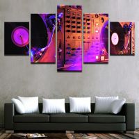 2023 ℡ 5Pcs Canvas Pictures Wall Art Home Decor Dj Night Club of Mural Bar Production Painting Music Dance Hall Prints Poster