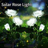 ☸✑ 2/1Pcs Solar Rose Lights IP65 Waterproof Garden Lights LED Romantic Landscape Lights with 3 Rose Flowers for Patio/Yard/Lawn