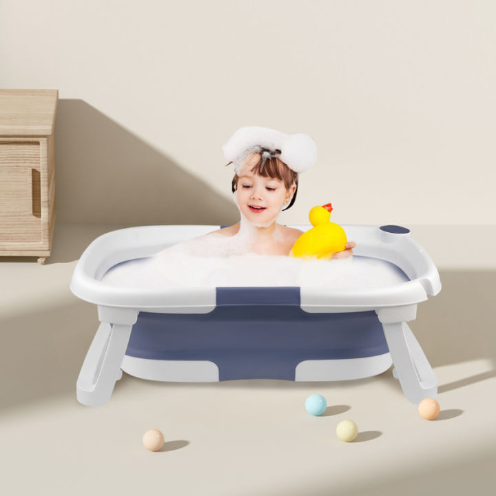 baby-bathtub-foldable-kids-newborn-babies-plastic-bathtub-with-non-slip-legs-for-bathing-toddlers-blue-and-white