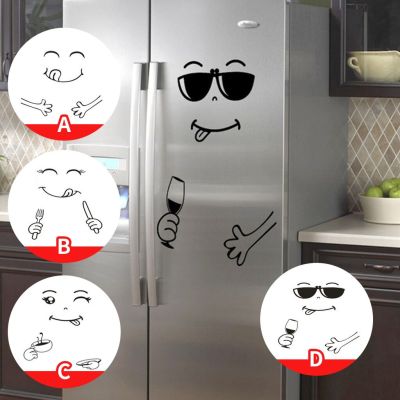 Funny Smiley Face Fridge Sticker Creative Cupboard Home Decoration Cartoon Sunglasses Smiley Face Wall Decals Kitchen Wallpaper