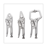 3Pcs Mini Vise Locking Pliers Set Curved Jaw Pliers and Long Nose and C Clamp Assorted Locking Welding Clamp