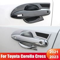 For Toyota Corolla Cross XG10 2021 2022 2023 Hybrid GR ABS Carbon Fiber / Silver Car Door Handle Bowl Trim Cover Accessories