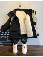 Winter Boys Coat Baby Fur Collar Hooded Cotton Plus Velvet Thicken Warm Camouflage Jacket For Childrens Outwear Kids Clothes