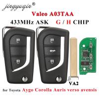 Jingyuqin รถรีโมทพลิกแบบ VA2ที่ห้อยกุญแจ H-8A 433Mhz สำหรับ Toyota Aygo โคโรลล่าออริส /G ชิปพอดีกับ Verso Avensis A03TAA S000048000