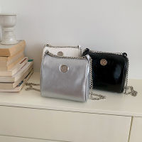 Silver Mini Chain Bag Small Square Bag Womens New Texture Niche Design Mini Shoulder Messenger Bag Trend