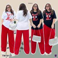 Set #Bigsize 2 ชิ้น เสื้อคอกลมแขนสั้น + กางเกงขายาว .. TW19131