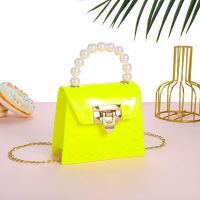 ashion Candy Colors Diagonal Jelly Bags Female Chain Beading Shoulder Messenger Bag Mini Handbag Neon Yellow Pouch Purse