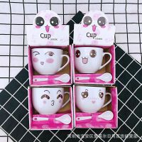 Cute Cat Ceramics Coffee Mug Set with Saucer 3d Animals Cute Ceramic Mug Coffee Cups with Lids Set Couple Gift Kawaii Mug