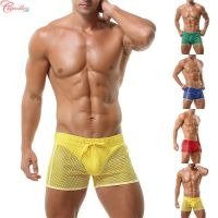 CODpz119nb Men New Sexy Hollow Casual Breathable Sports Mesh Drawstring Shorts