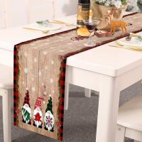 Gnome Snowflake Decoration Table Runner Tablecloth Red Christmas Tree New Year Theme Dustproof Rectangular Wedding Table Cloth