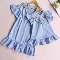 【YF】 2023 Summer New In Family Matching Dress Mom And Daughter Clothes Nine Quarter Stripe Mini Baby Girl Outfits Mother kids Dresses