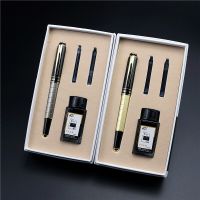 ชุดปากกาของขวัญระดับพรีเมี่ยมน้ำพุหมึกปากกาพร้อมขวดหมึกและตลับหมึก2สีที่ให้เลือกจาก
