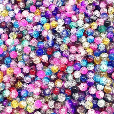New 4/6/8mm Round Glass Crackle Beads Loose Spacer Beads for Jewelry Making Diy Handmade Necklace Bracelets Accessories DIY accessories and others