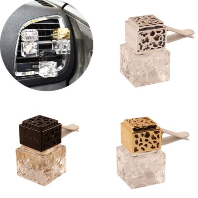 Square Car Perfume Bottle Empty Bottle Perfume Essential Oil Lasting Diffuser With Clip Auto Air Outlet Decoration Supplies