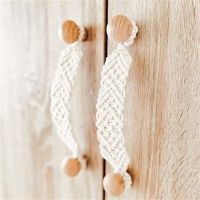 2021 Handmade Macrame Cabinet Knobs Door Pull Handles Wooden Cupboard Drawer Wardrobe Furniture Handle Kids Kitchen Home Decor Door Hardware Locks