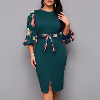 Plus Size Summer Womens Dress 2021 Evening Party Dress Elegant Lantern Sleeve Black Green Bodycon Dress Club Outfits 4XL 5XL