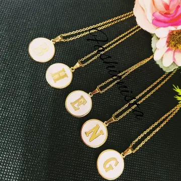 MOTHER OF PEARL INITIAL MONOGRAM NECKLACE – MAIVE