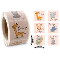 50-300pcs Cartoon Thank You Stickers Animal Adhesive Seal Labels for Business Cards Handmade Gift Decoration Labels Kids Rewards Stickers Labels