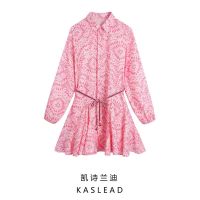 KASLEAD new womens clothing in Europe and the printed mini lace-up dress shirt 4786135 620 ❤