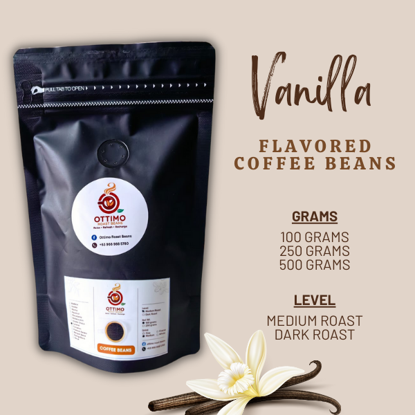 Vanilla Flavored Coffee Beans Medium and Dark Roast 100g/250g/500g