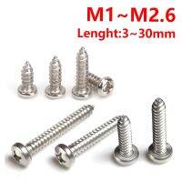 M1 M1.2 M1.4 M1.7 M2 M2.2M2.6 304Stainless Steel Phillips Cross Small Screw Round Pan Head Self Tapping Screw Thread Metric Bolt