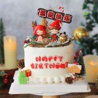 COME ตกแต่งงานฝีมือ ซานตาคลอส อุปกรณ์ปาร์ตี้ พลาสติกอ่อน Merry Christmas Ornaments เค้กตกแต่ง Topper 3D Cake Toppers