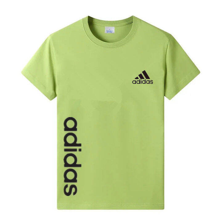 adidas-เสื้อยืดผ้าฝ้ายแบบลำลองสำหรับผู้ชาย-เสื้อยืดกีฬาแขนสั้นทรงหลวมเสื้อตัวยาวคลุมสะโพกขนาดใหญ่สำหรับฤดูร้อน