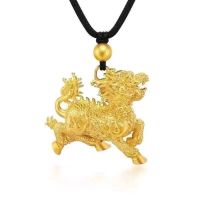 [Fast delivery] Today [big pick up] Authentic pure sand gold unicorn pendant for men and women to attract wealth and transfer solid fire unicorn pendant