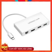 Cáp Chuyển USB Type-C Sang HDMI+Lan+Hub USB 3.0 Ugreen 40377.