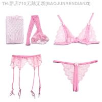 【CW】●™❍  Set Thong Ladies Fashion 4pcs Sets Push Up Transparent Bras