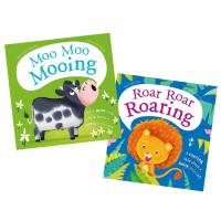 A Tale about a Noisy Little Cub and Little Cow : Roar Roar Roaring &amp; Moo Moo Mooing เซตหนังสือภาพ ปกแข็งบุนิ่ม 2 เล่ม  : tkbookstore หนังสือใหม่จาก UK พร้อมส่ง ส่งฟรี