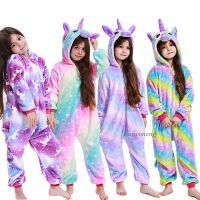 Baby Warm One-Piece Pajamas Kids Girls Boys Pyjamas Cute Unicorn Cartoon Animals Sleepwear Child Clothes Homewear