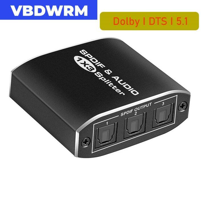 3 in 1 Aluminum Alloy Spdif Toslink Optical Digital Audio Splitter 3x1 ...