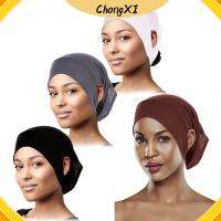 CHONGXI สำหรับ hijabs หมวกผ้าโพกหัว พร้อมส่ง ใต้ฝามีรูหู หมวกคลุมฮิญาบ ฮิญาบของผู้หญิง หมวกผ้าพันคออิสลาม