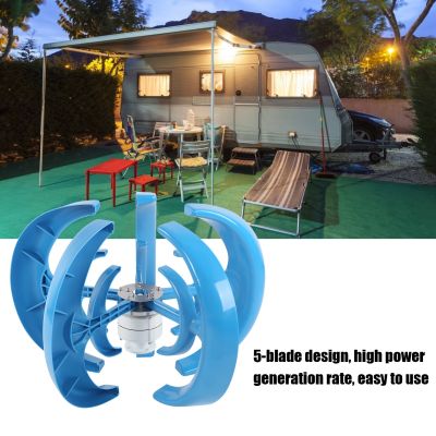 400W Wind Turbine Kit Double Layer 5 Blade Wind Power Generator for Charging Blue