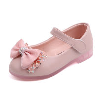 Toddler Girls Dress Ballerina Mary Jane Flats Shoes Artificial Leather Girls Loafers Colorful Rhinestones Bow-Knot Baby Flats