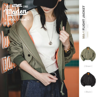 MADEN brand Tooling Style Ladies Youth Tough Guy Style Cold High Street ins American Retro MA1 Air Force Jacket Vintage Cotton Womens Cropped Baseball Uniform