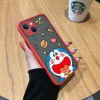 GGK เคสสำหรับ Apple iPhone 15 Plus 15 Pro Max 15 Pro อาหารอร่อยรูปการ์ตูนโดราเอมอนสีฟ้ารูปแมวมีน้ำค้างแข็งโปร่งใสเคสโทรศัพท์มือถือกันกระแทกกล้องคลุมทั้งหมดปกป้องเคสโทรศัพท์