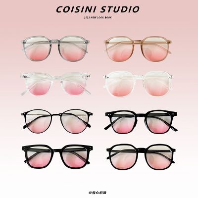 Japanese sweet gradient blushfemale square black frame sunglasses show facepersonality net red with the same sunglasses trend