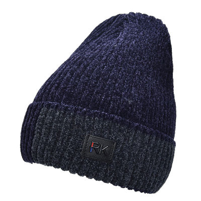[COD] หมวกหมวกหมวกคลุมหูสไตล์เกาหลีสำหรับฤดูหนาวหมวกถัก Chenille หนาพิเศษกันหนาวหมวกลำลองอบอุ่น