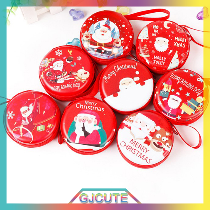 gjcute-กระเป๋าใส่เหรียญลายคริสต์มาสน่ารัก1ชิ้นกระเป๋าสตางค์เด็กผู้หญิงลายการ์ตูนกล่องจัดระเบียบหูฟัง