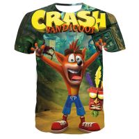 เกมฤดูร้อนสำหรับเด็ก Crash Bandicoot Casual T-shirt เด็กผู้ชายและเด็กหญิงแขนสั้นเสื้อยืดระบายอากาศบาง ๆ เสื้อผ้าเด็กเสื้อผ้าบ้าน