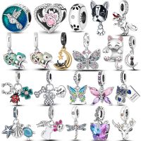 Animal Collection 925 Sterling Silver French Bulldog Cat Butterfly Ladybug Charms Beads fit Original Bracelet 925 Jewelry Making