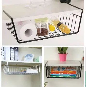 Under Shelf Table Storage Cabinet Hanging Rack Organiser Wire Basket Rack  2023