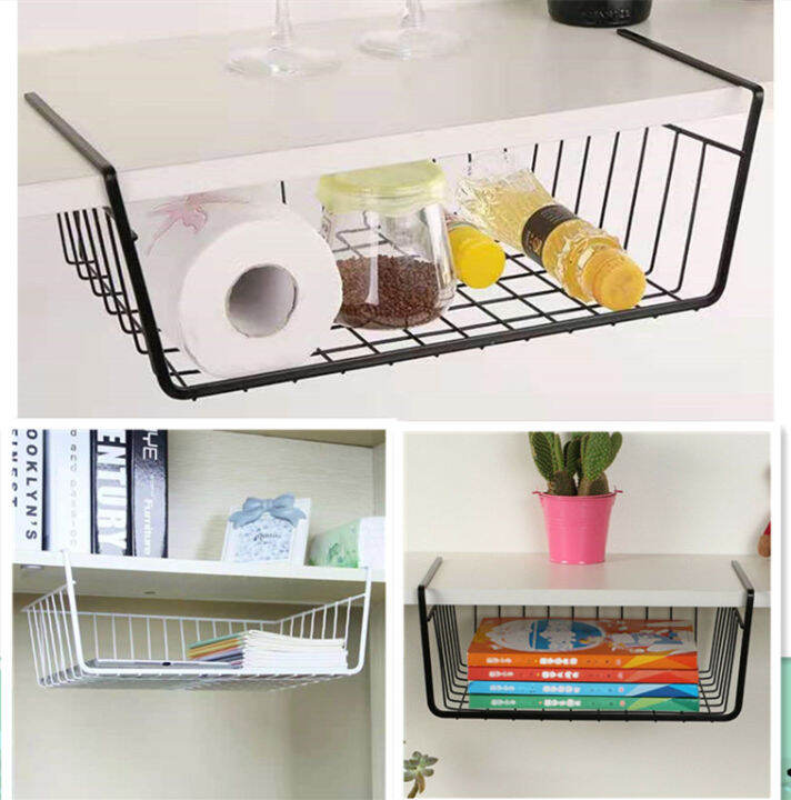 Under Shelf Table Storage Basket Rack Desk Wire Hanging Rack