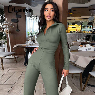 CNYISHE 2021 Winter Sporty Slim Fitness Jumpsuit Women Rompers Pure Color Casual Streetwear Overalls Female Jumpsuits