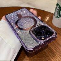 Luxury Magnetic For Magsafe Wireless Charging Case for iPhone 14 Plus 13 11 12 Pro Max Glitter Diamond Clear Shockproof Cover